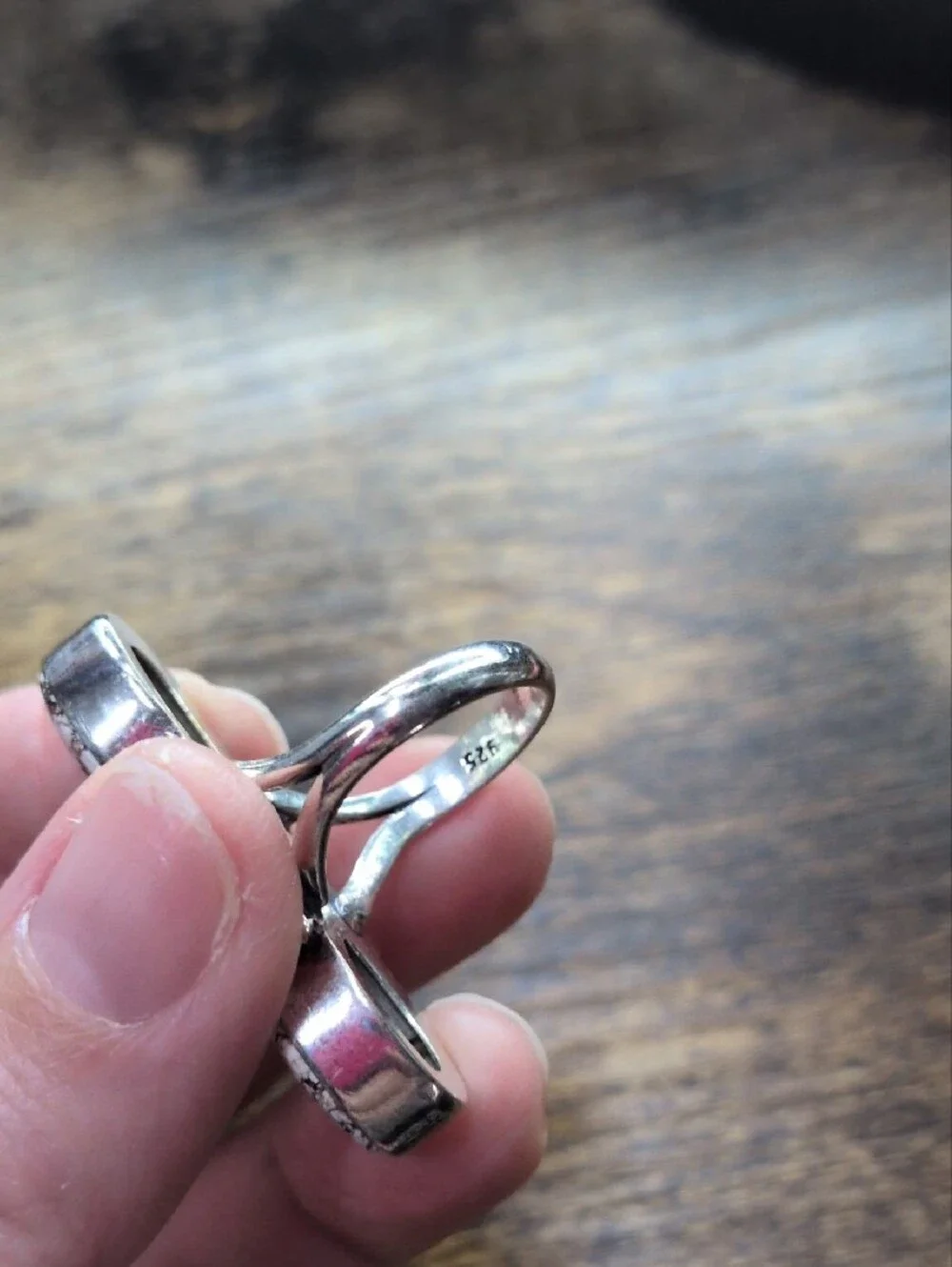 White Howlite Oval Double-Stone Sterling Statement Ring